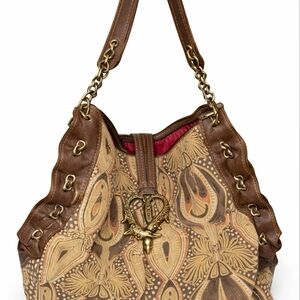 Sharif Brown and Tan Patterned Shoulder Bag